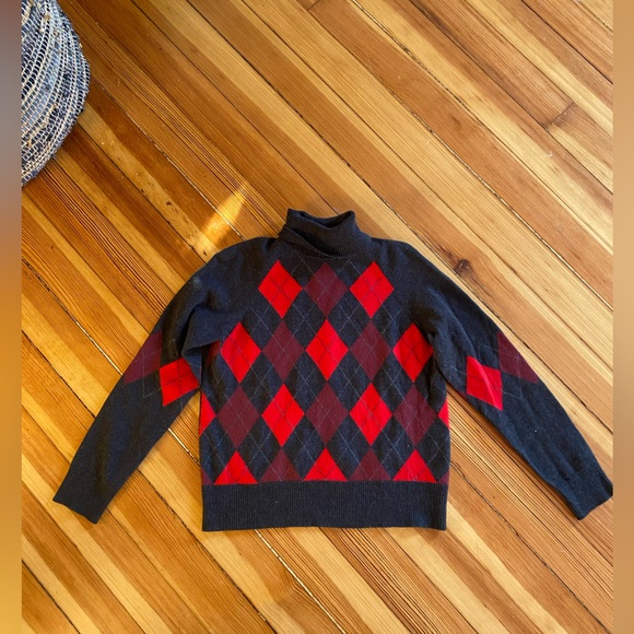 Pendleton 100% Merino Wool plaid red grey turtleneck sweater - Picture 2 of 4